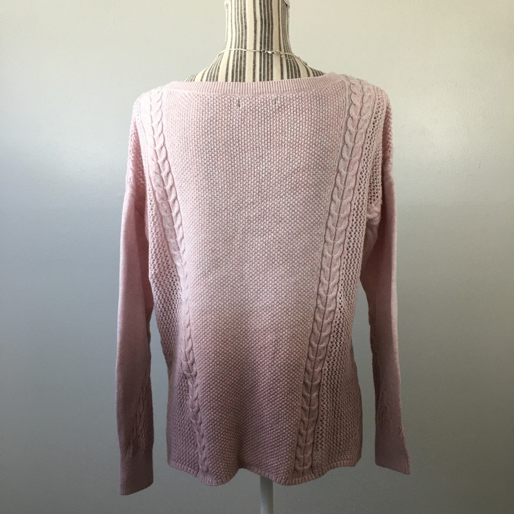 American Eagle Cable Knit Pink Ombré Sweater M - Picture 5 of 13